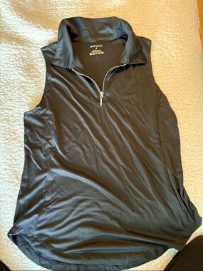 Goredal Women’s Black Sleeveless Zip Polo Tank